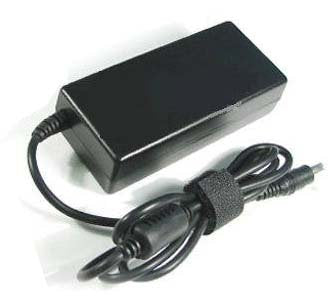 Black rectangular AC power adapter with a connected black power cable.