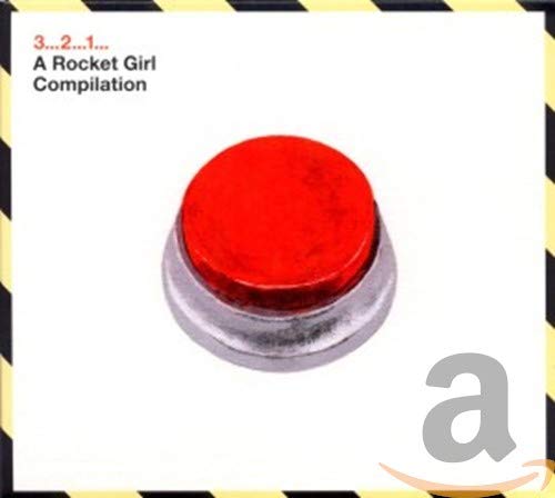 CD cover with a red button and black and yellow striped border.