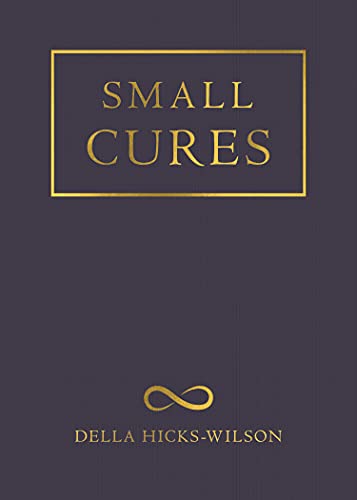 Book cover: "Small Cures" by Della Hicks-Wilson, gold lettering on dark purple.
