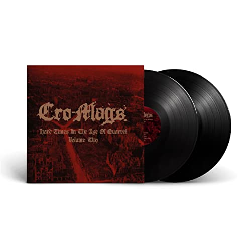 Cro-Mags vinyl record, red cover with city scene, black discs.