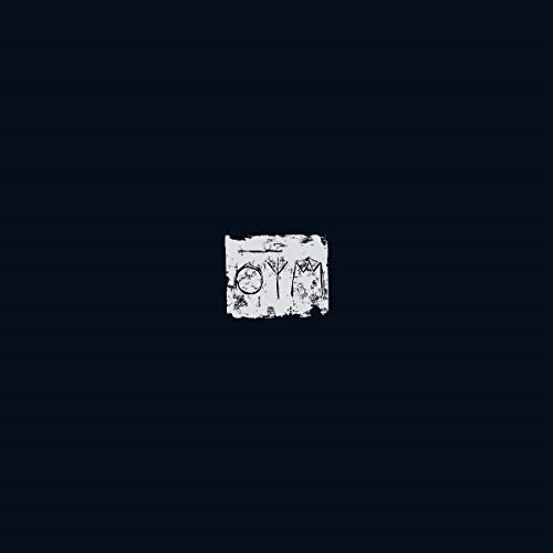 Dark navy album cover with a distressed, white tree and symbol design.