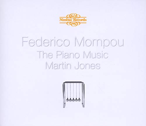 CD cover for Mompou’s piano works featuring a Newton’s cradle.