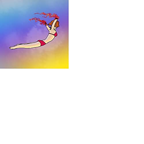 CD cover: woman diving with red trails against a colorful gradient.