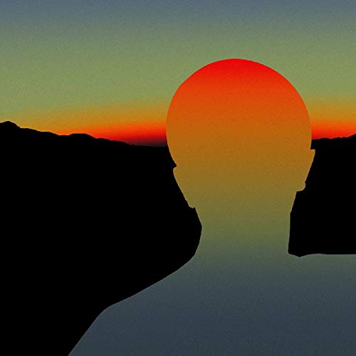 Silhouette of a head against a sunset-colored, gradient background.