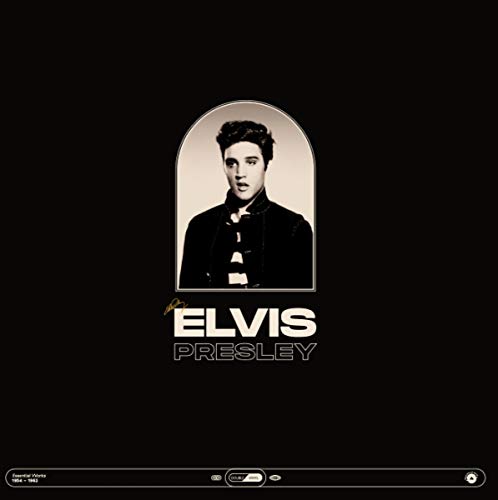 Black album cover featuring a portrait of young Elvis Presley.