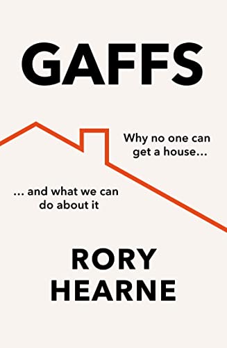 Book cover: "Gaffs" by Rory Hearne, with a house-shaped line graphic.