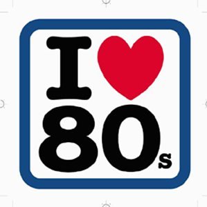 I Love 80s" CD cover with a red heart and bold black text.