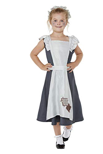 Smiffys 71048L Victorian Maid Costume, Girls, Grey, L - Age 10-12 years