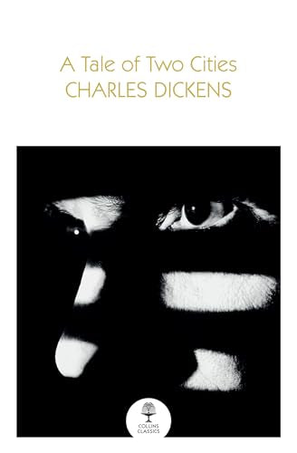 Book cover of "A Tale of Two Cities" with a shadowed eye.