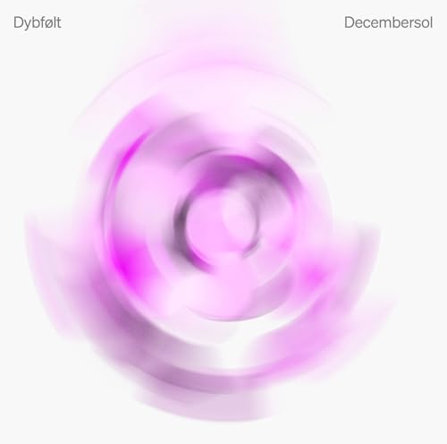 CD cover for Dybfølt Quintet’s “Decembersol” featuring abstract pink swirls.