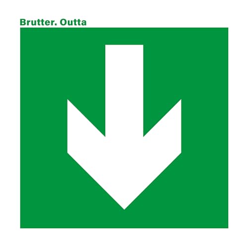Green square with a large white downward-pointing arrow, album cover.