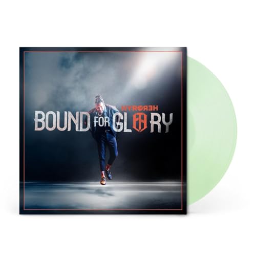 Vinyl record cover featuring a man mid-air with green vinyl disc.