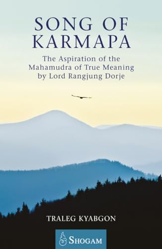 Buddhist text cover with Karmapa's image or symbol, possibly featuring Tibetan script or artwork.