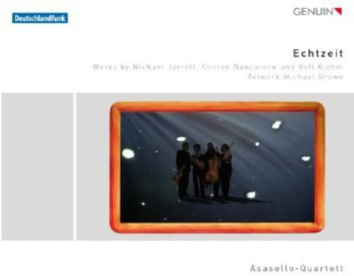CD cover for Asasello-Quartett’s “Echtzeit” featuring a string quartet image.