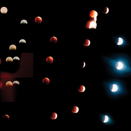 Black background with multiple images of moons in various phases.
