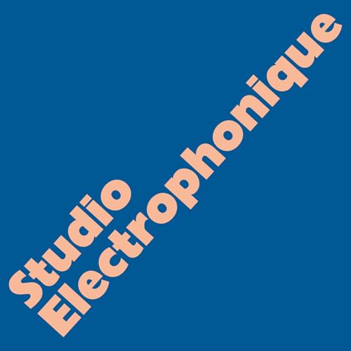 Peach-colored text reading "Studio Electrophonique" diagonally on a solid blue background.