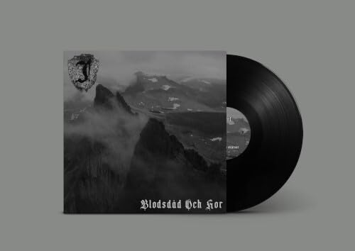 Vinyl record with a grayscale landscape album cover and central label.