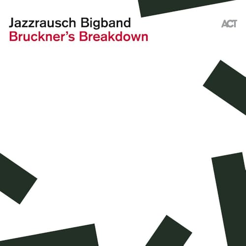 CD cover for Jazzrausch Bigband’s “Bruckner’s Breakdown,” abstract black shapes.