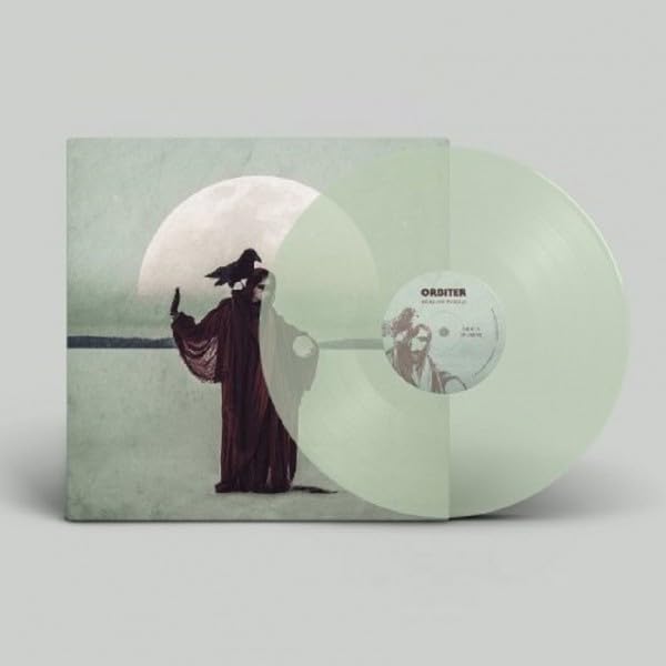 Pale green vinyl record with album cover depicting a cloaked figure.