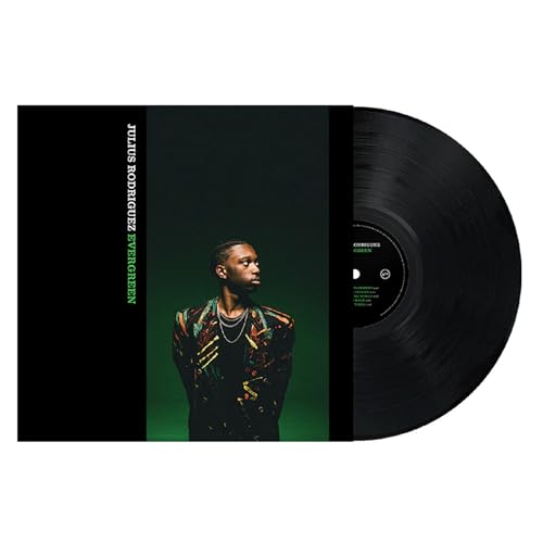 Julius Rodriguez "Evergreen" vinyl record with a portrait of the artist.
