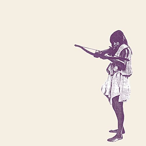 Young person aiming a crossbow, monochrome image from a vinyl record cover.