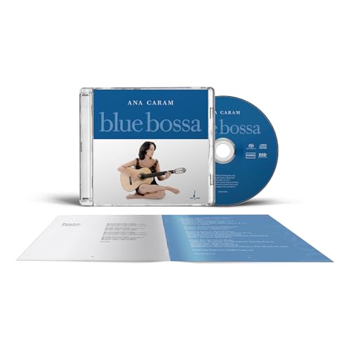 Ana Caram Blue Bossa CD case, disc, and open booklet on a white background.