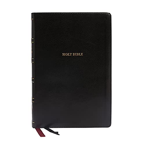 NKJV, Thinline Reference Bible, Large Print, Leathersoft, Black, Thumb Indexed, Red Letter, Comfort Print : Holy Bible, New King James Version