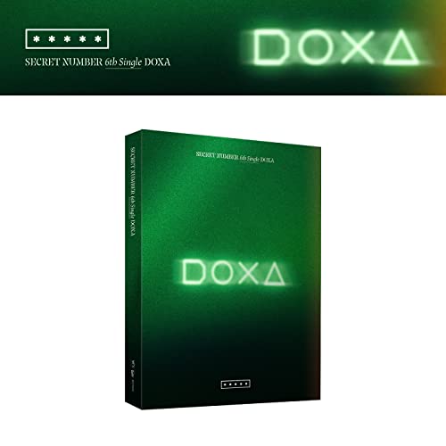 Green CD case for Secret Number’s “Doxa” with triangular neon logo.
