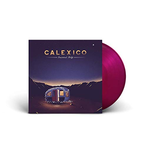 Calexico “Seasonal Shift” violet vinyl record with trailer album art.