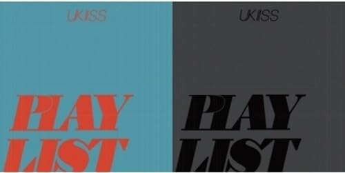 Ukiss “Play List” CD cover, split blue and gray with bold text.