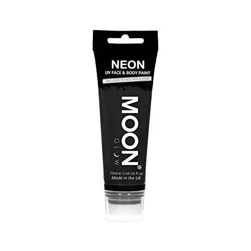 Moon Glow Supersize 75ml Neon UV Face & Body Paint - Black - with sponge applicator