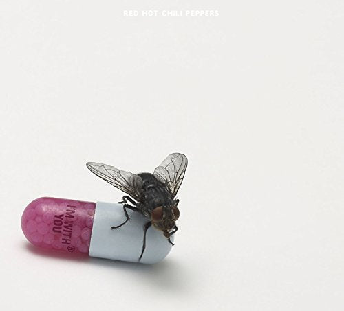 Red Hot Chili Peppers album cover: a fly on a pink and white capsule.
