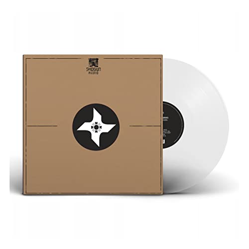 Vinyl record with tan cover featuring a white shuriken design.