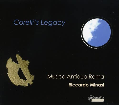 CD cover for "Corelli's Legacy" with sky image and abstract design.