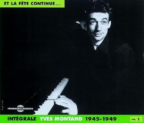 Black and white portrait of Yves Montand with a piano keyboard.