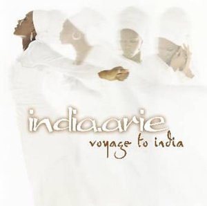 India.Arie album cover: multiple images of her in white fabric.