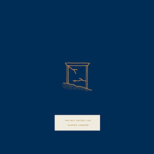 Dark blue album cover with a golden window-like drawing and text.