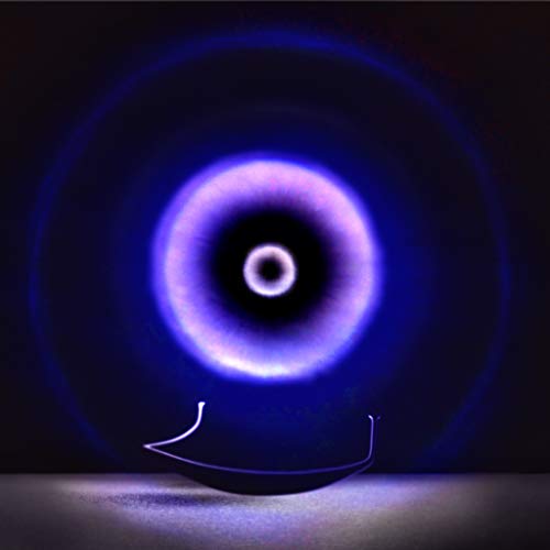 Dark blue and purple abstract eye image with a small boat below.