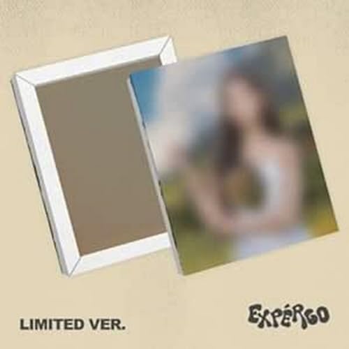 Nmixx Expergo CD case, partially open, showing blurred album art.