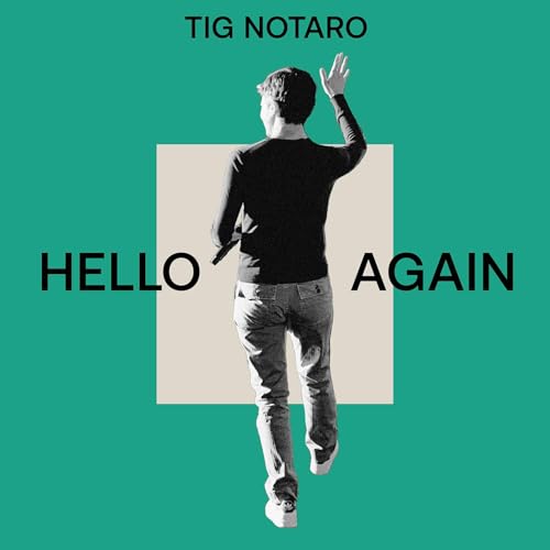 Album cover for Tig Notaro’s “Hello Again” featuring a person with raised hand.