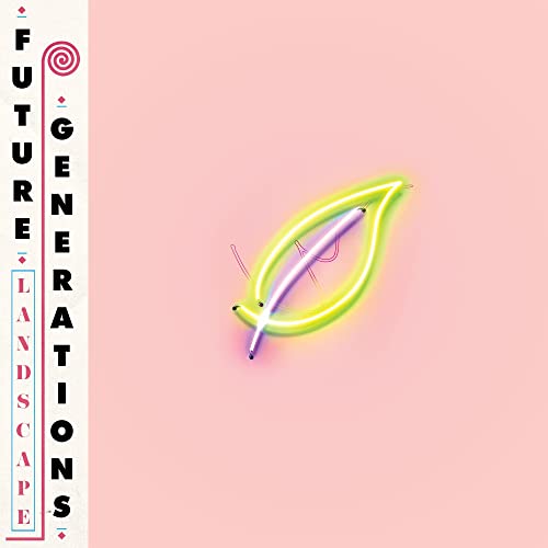 Vinyl record cover with pink background, neon leaf, and vertical text.