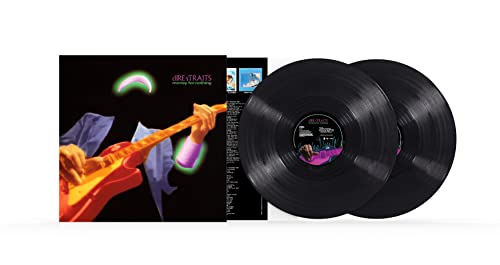 Dire Straits "Money For Nothing" double vinyl record and album cover.