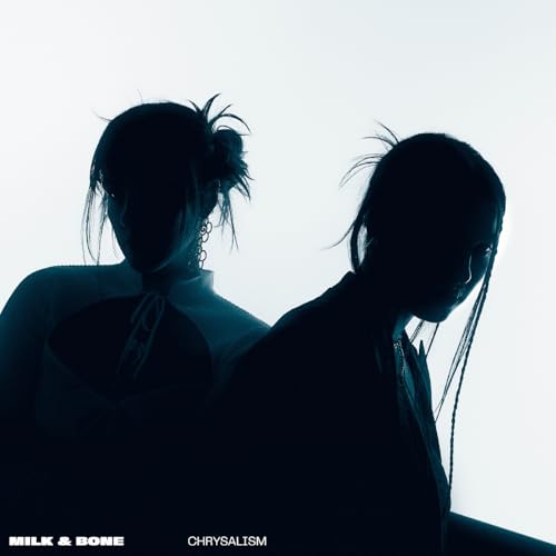Silhouettes of two people with long hair, album art for Milk & Bone.