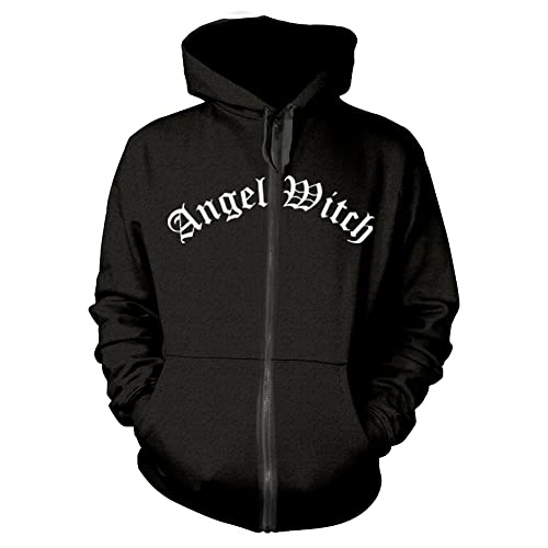 Angel Witch Hoodie Baphomet Band Logo Official Mens Black Zipped M