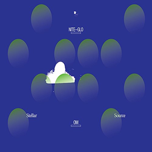 Blue album cover with abstract green oval shapes and white text.