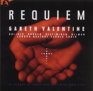CD cover for "Requiem" by Gareth Valentine, featuring hands and a cross.