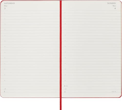 Moleskine 2025 12-Month Daily Large Hardcover Notebook: Scarlet Red