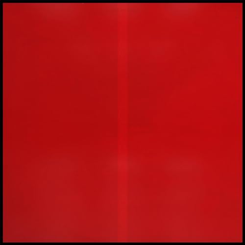 Red vinyl record cover with a vertical line down the center.