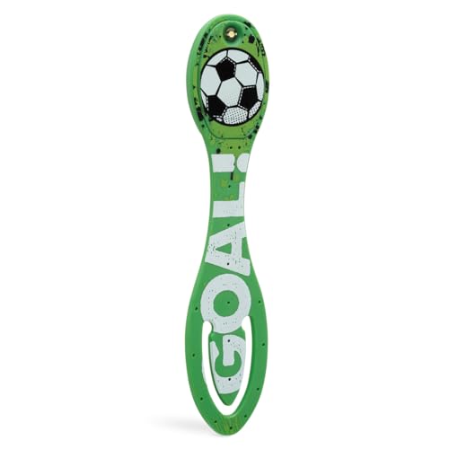 Green plastic toy shaped like a soccer ball with "GOAL!!" text.