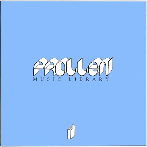 Blue vinyl record cover with stylized "Frollen Music Library" text.